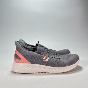 STQ Gray Pink Casual Shoes Comfort Slip On Walking Sneakers Womens Size 7.5